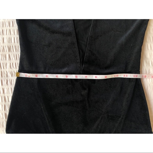 Long Sleeve Black Mesh Plunge Velvet Body Suit - Picture 11 of 11